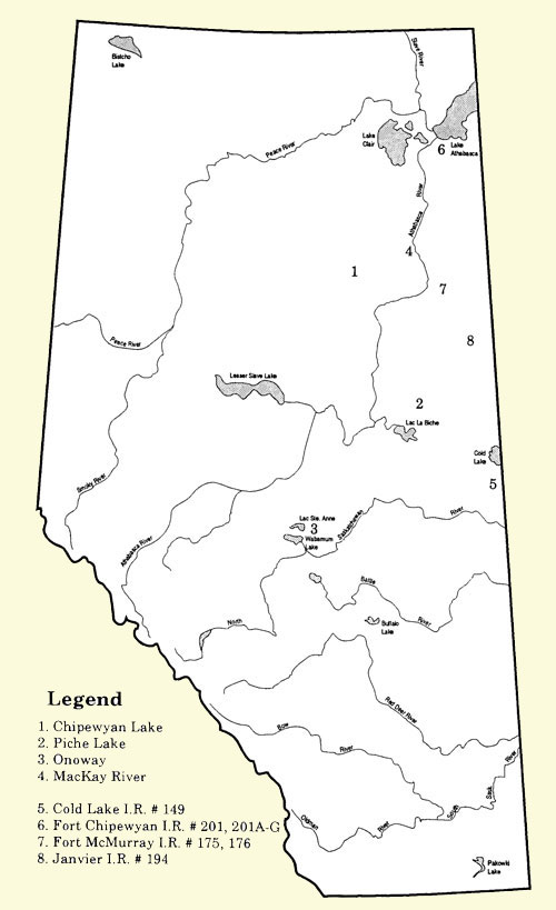 Map of some Chipewyan Place Names.