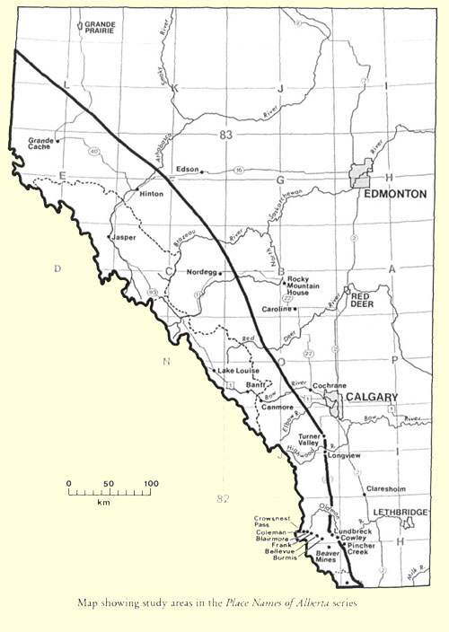 Map of Mountain, Mountain Parks, and Foothills within Alberta.