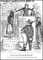 Cartoon showing Western Canada up for auction, December 31, 1880. From Grip Magazine. Shows Western Canada being sold as a slave girl by Prime Minister John A. Macdonald. The cartoon attacked the government\s action in giving the Canadian Pacific Railway enormous subsidies, huge areas of western lands and a virtual monopoly on prairie railroads.