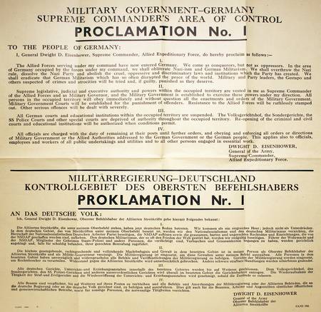 Military Government Germany Proclaimation No.1