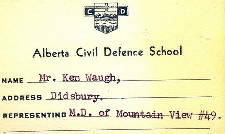 Alberta Civil Defense School Name Tag Mr. Ken Waugh