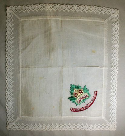 Canadian Active Service (white doily with embroidery)