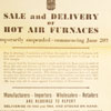 Sale and Delivery of Hot Air Furnaces