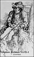 L'illustration connue la plus tt de Pied-de-Corbeau. 1875. D'un croquis par docteur Nevitt, le nord-ouest a mont la police.