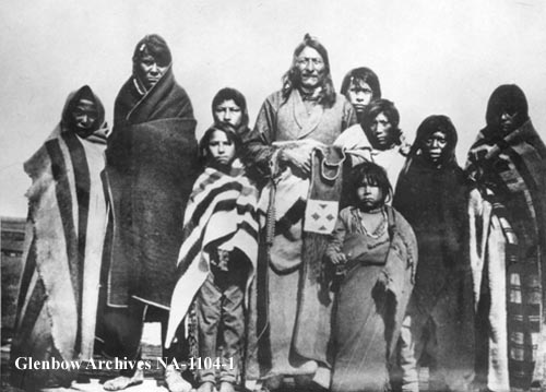Chief Crowfoot and family in 1884.
