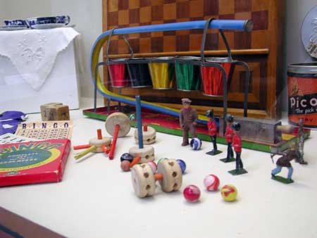 Display of old-fashioned toys and games