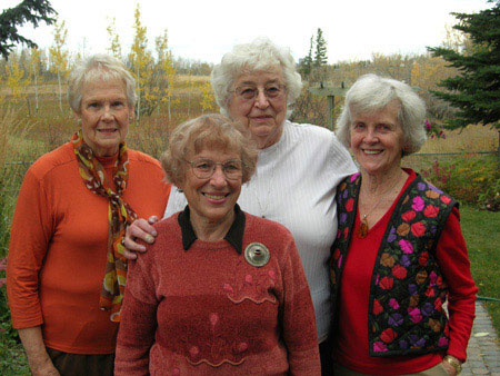Four descendants and  relatives of Crimea Estonians meet in Calgary to explore their common heritage, 2008. L to R: Wilma Pertel-Costello, Lillian Munz, Evelyn Erdman, Anita Linderman-Madill