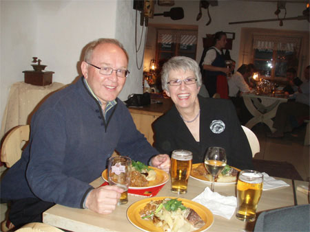 Bob and Annette Kingsep enjoy the hospitality and food at the Golden Piglet Pub in Tallinn, 2007.