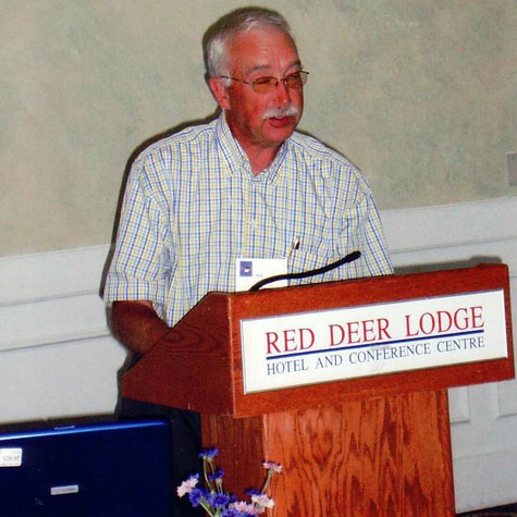 Bob Tipman, the first President of the Alberta Estonian Heritage Society , at the podium, Red Deer Lodge,2006
