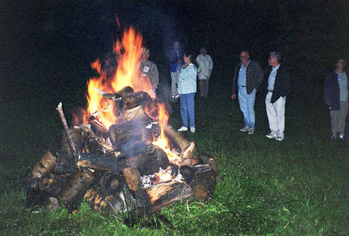 The bonfire is an important part of a Jaanipev celebration. Shown at Gilby 2001 Centennial. 