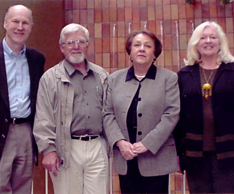 AjaKaja staff Karl Vollman, Dave Kiil, Eda McClung and Anne-Marie Hodes following an editorial meeting, 2002 