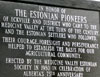 Plaque honoring Estonian pioneers