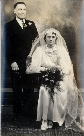 Karl Elvey and Martha (Tihkane) wedding photo. Karl immigrated to the Barons area in the 1920s where he met his wife. They later lived in the Medicine Valley area.