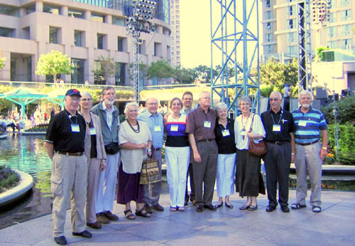 Alberta Estonians and friends posing at an outdoor stage during the West Coast Estonian Days in Los Angeles, 2007. Angeles, August 2007.