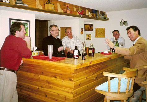  A sampling of Estonian liquors and wine  fuelled  animated discussion around the bar at the Kiil home.