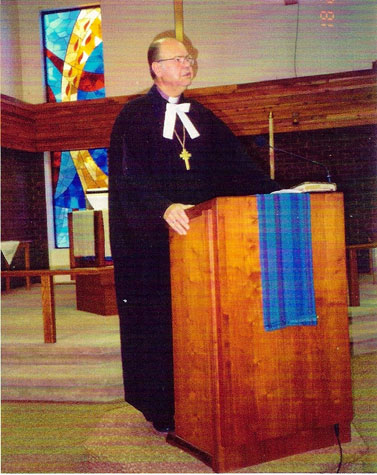 Archbishop Udo Petersoo of Toronto at the Holy Spirit Lutheran Church in Edmonton, Christmas,  2003. 
