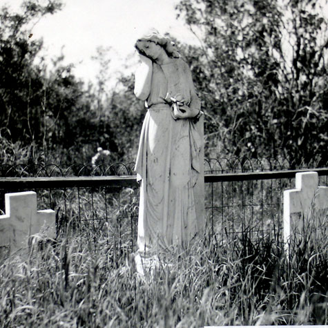 Edward Klaus commissioned this statue of a grieving Linda on his wife\'s grave in the Estonian Cemetery near Linda Hall. 