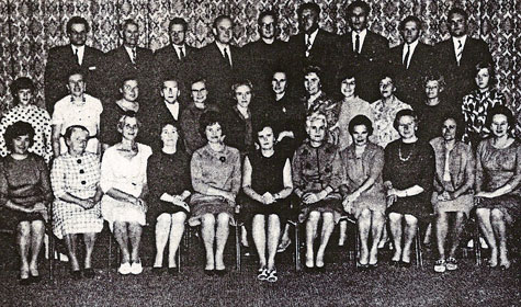 The Baltic Centennial Choir helped celebrate Canada\'s Centennial in Edmonton, 1967. Choir was directed by Mrs. Kivi is seated in the centre.