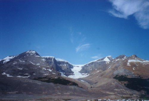 Vue frontale du glacier Athabasca
