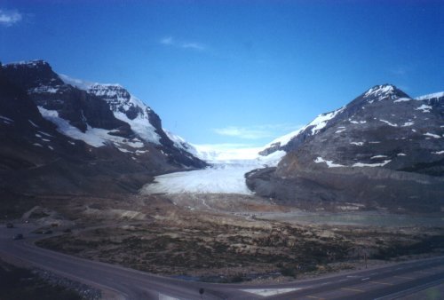 Vue du passage du glacier Athabasca