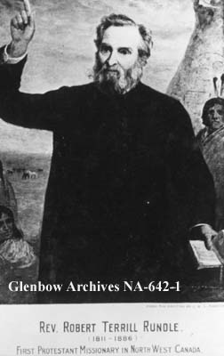 Portrait du rvrend Robert T. Rundle, premier missionnaire protestant du Nord-Ouest. D'un tableau de Foster, un missionnaire mthodiste au fort Edmonton , c. 1840-48.