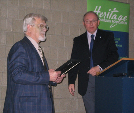Dave Kiil receives a Letter of Appreciation from Bob Kingsep, President of Alberta Estonian Heritage Society, during the AGM, Red Deer, Alberta, May, 2008