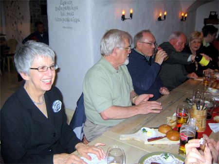 Members of the Alberta Estonian Heritage Society and friends at the Golden Piglet Inn in Tallinn, 2007. L to R: Annette Kingsep, Dave Kiil, Bob Kingsep,and Jaan and Anne Kiis