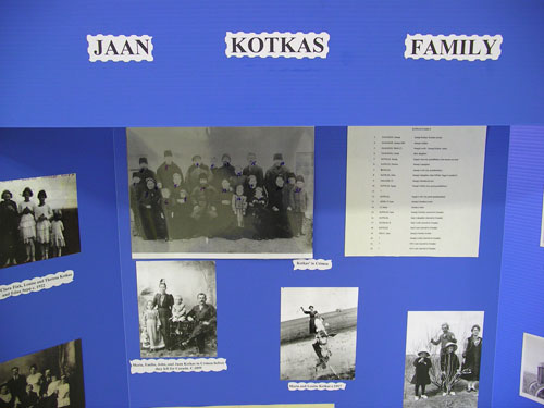Pictured is the Kotkas family Storyboard displayed at the Estonian-Canadian Centennial Celebration at Linda Hall near Stettler in 1999.