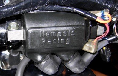 Nemesis Coil, left, mounted, Yamaha Road Star