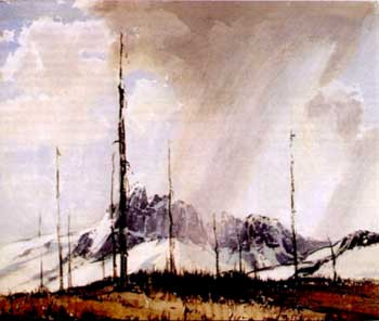 A.C. Leighton; Cathedral Mountain, 1950, 31.2 x 36.7 cm, watercolour on paper.