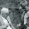 In his 1966 book, Entrusted to my Care, MacEwan emphasized the importance of caring for the environment. He is seen here with J.D. Bradley, examining the bituminous sands at Fort McMurray in 1948.