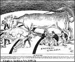 Cartoon depicting control over natural resources