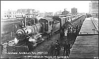 Train at the station in Camrose, Alberta on June 18, 1912.