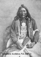 Portrait of Crowfoot, the Blackfoot chief in 1885.
