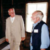 President Lennart Meri is briefed about the history of the Estonian Chapel near Linda Hall during his Alberta visit in 2000. The Chapel was built in 1906.