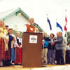 Dave Kiil speaks to a captive audience celebrating the Estonian-Canadian Centennial in Stettler in 1999.