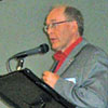 The President of the Alberta Estonian Heritage Society speaking at the 2007 Jaanipev celebration at Lincoln Hall near Lacombe.