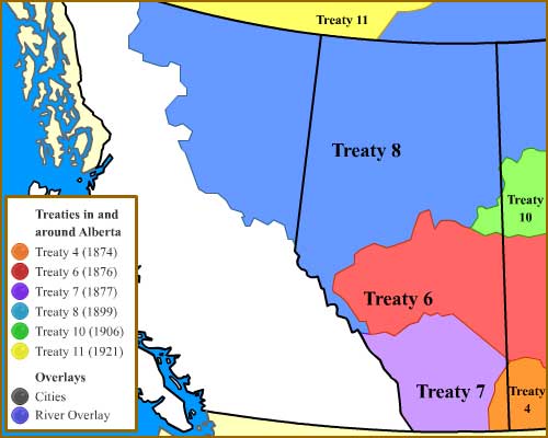 Treaty map of Alberta and surrounding areas