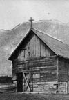 Edmonton, AB - St. Joachim Church [in Fort Edmonton], c1887. (OB574 - Oblate Collection at the PAA)