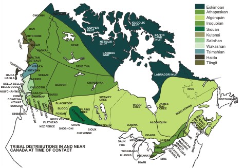 Tribal Distribution in and near Canada at time of contact