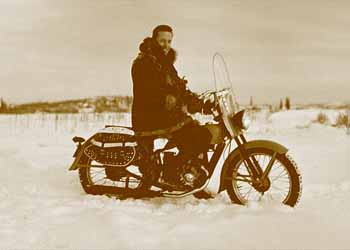 Francis Ebner on Harley Motorcycle