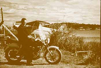 Francis Ebner on Harley Motorcycle
