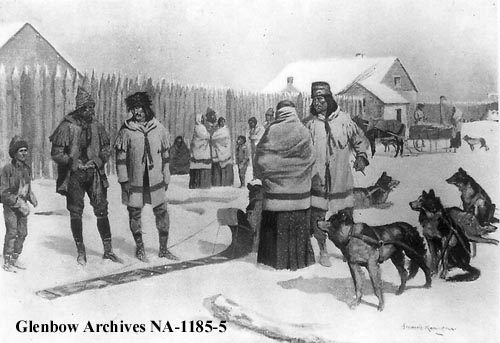 Metis New Year's Day celebration at Lac la Biche, Alberta, 1895. Frederick Remmington, artist. From 