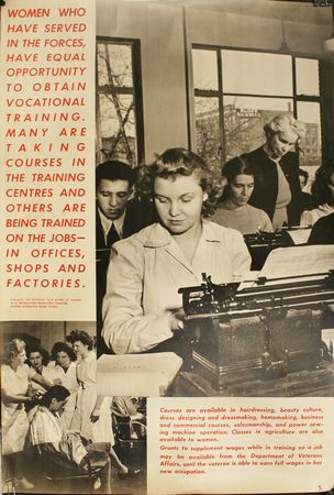 Advertisement, Women who have served in the forces, have equal oppurtunity to obtain vocational training.