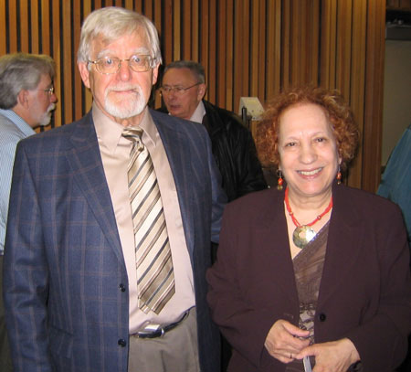 Dave Kiil, Project Leader of \"Alberta\'s Estonian Heritage\" website and Adrian Davies, Executive Director of the Heritage Community Foundation and master-of-ceremonies, following website launch in May, 2008